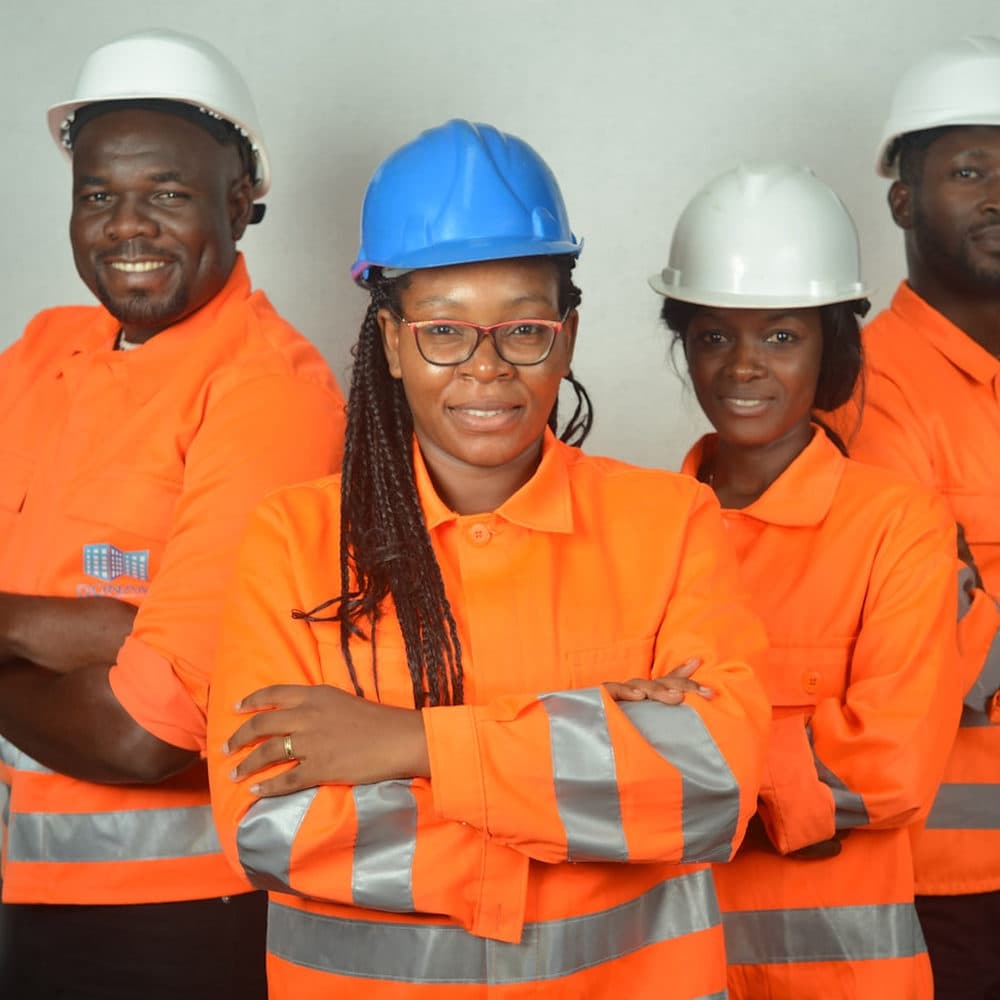 A crew in high visibility uniform