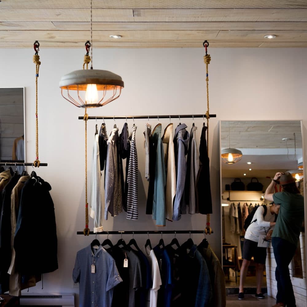 Boutique interior with hanging rails